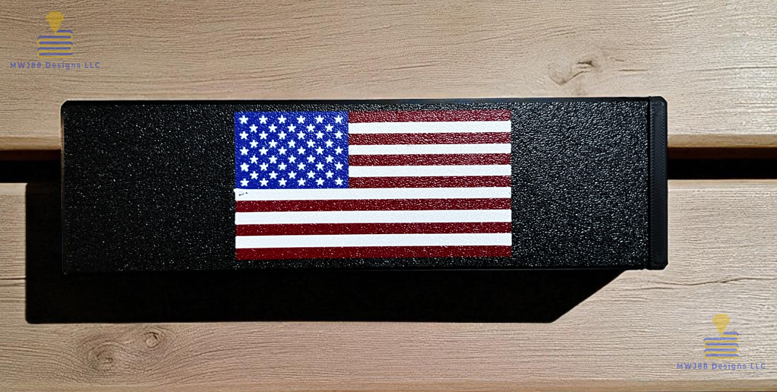 American Flag Full Color Logo Sliding Ammo Storage Box Case - Shotgun Calibers