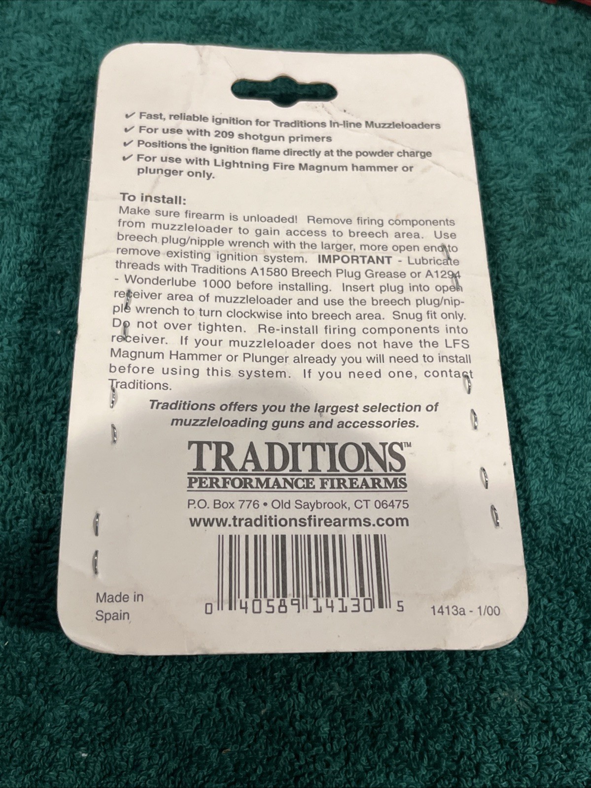 Traditions 209 Thunder dome One Piece Breech Plug. A1413 Pre Owned