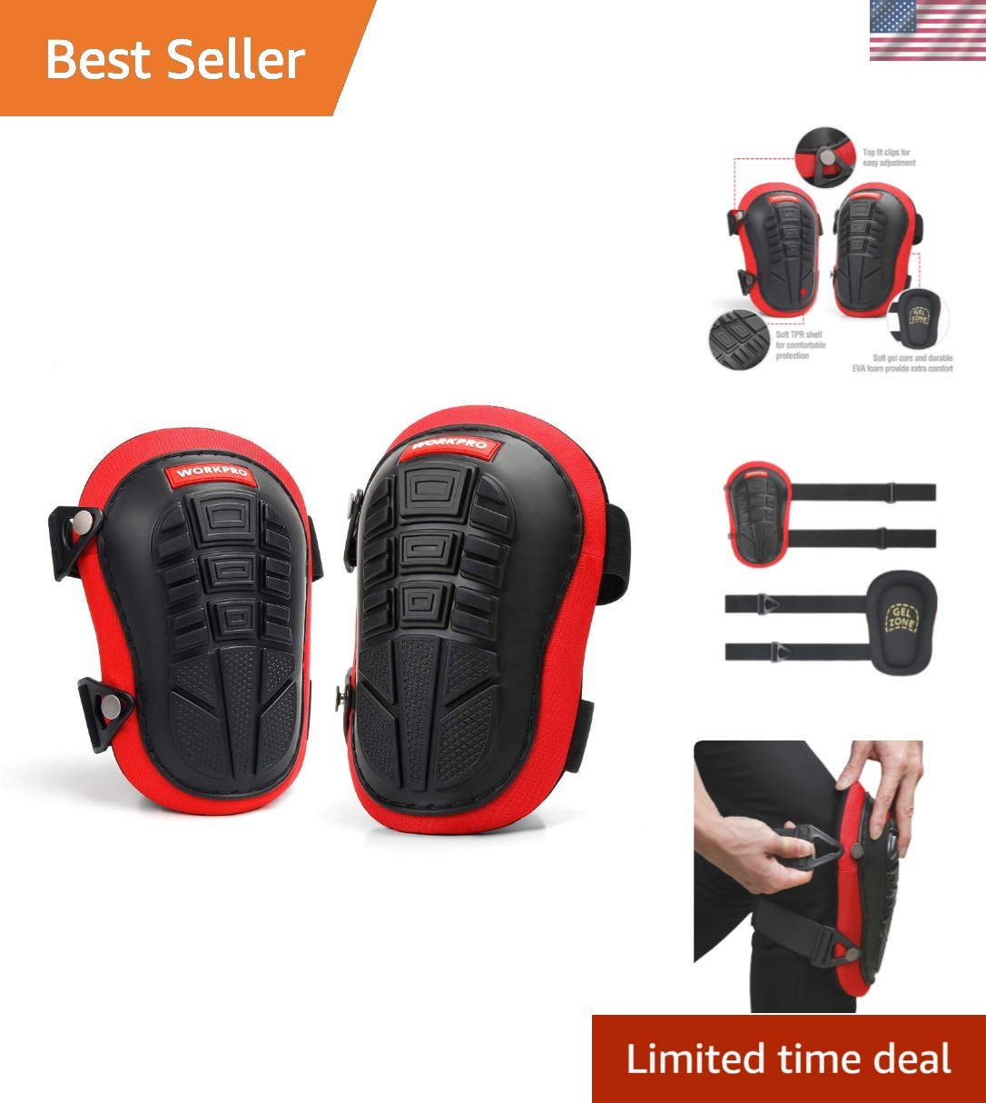 Knee Pads for Work, Construction Knee Pads with Ergonomic Gel Cushion and Foa...
