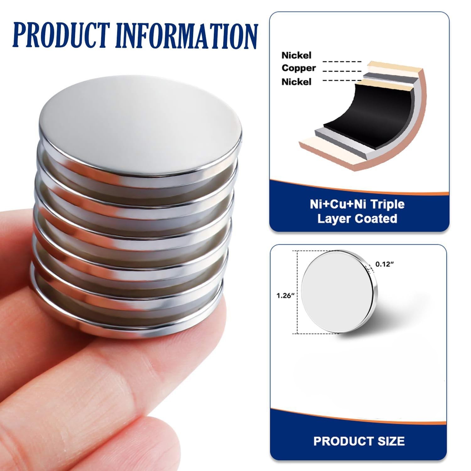 18 Pound Pull Force Neodymium Magnets - 6 Pack, Perfect for Classroom & Home