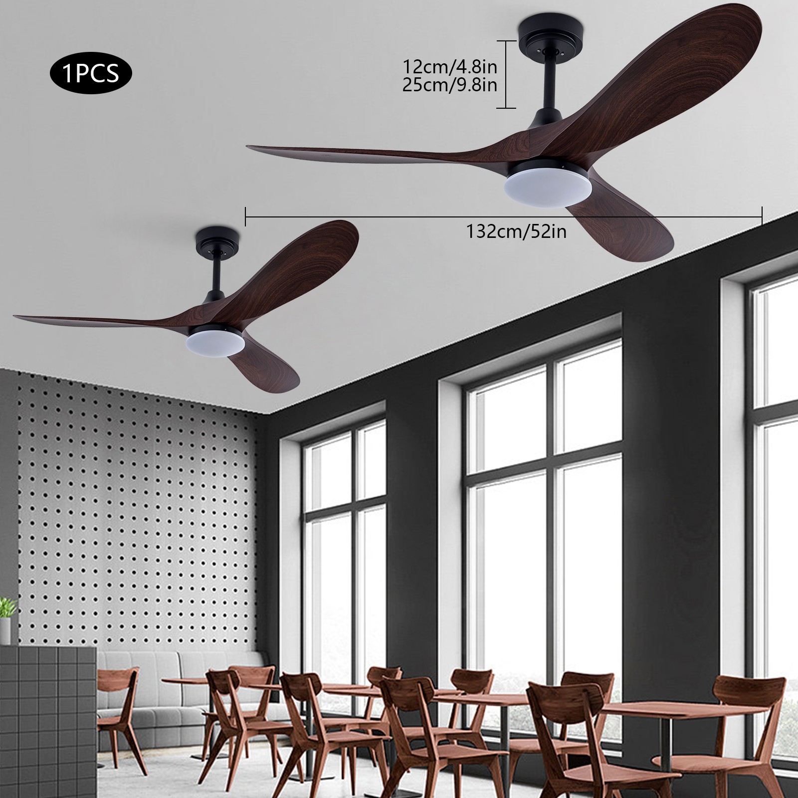 52 Inch Modern Ceiling Fan With Remote Indoor 3  Blades Chandelier 50W New