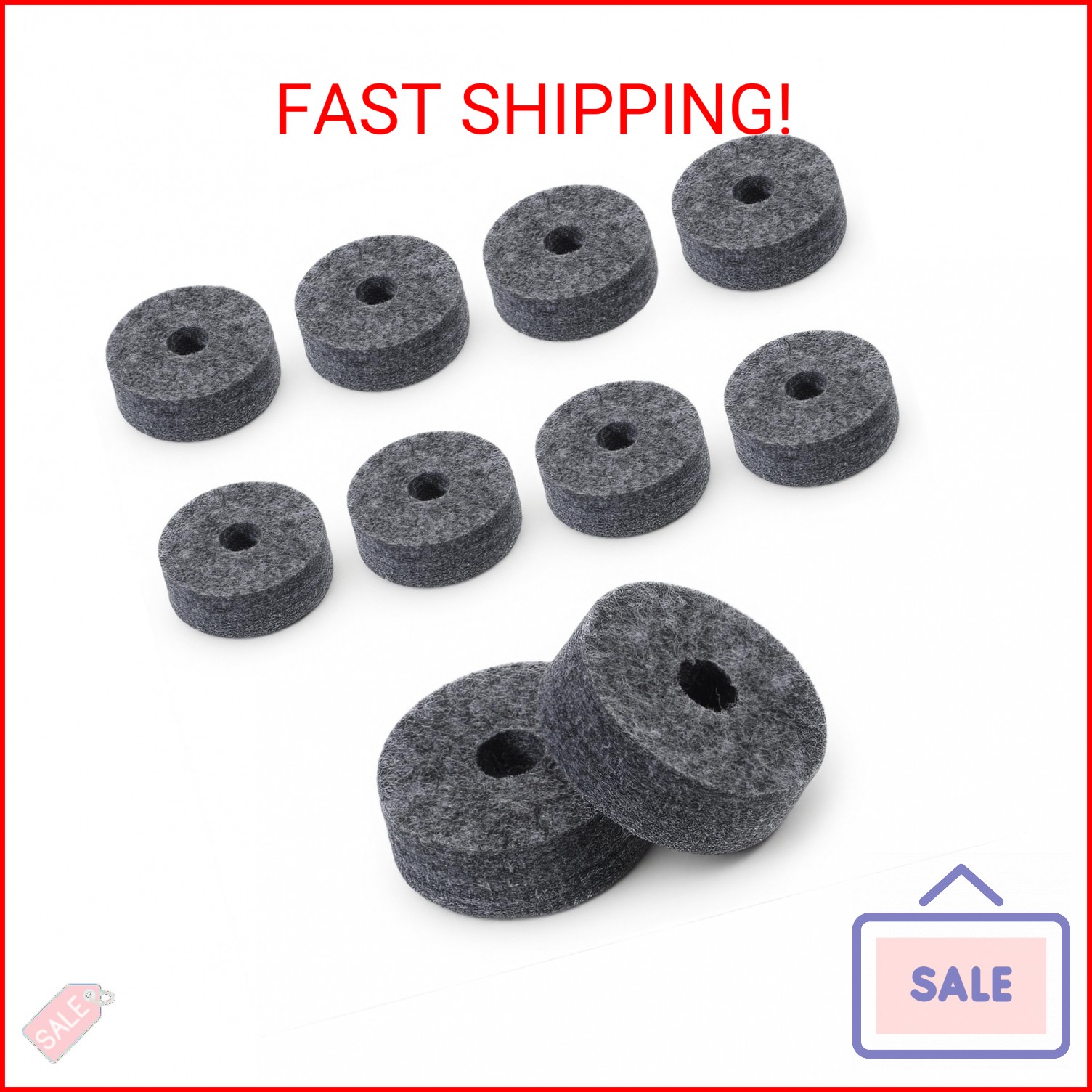 Soft Cymbal Stand Felt Washer 10 Pcs Round Replacement Felt Washer for Drummers