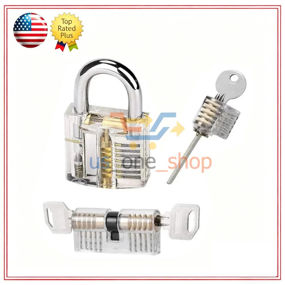 3Pack Acrylic CLEAR Practice Lock Transparent Cutaway Pin Tumbler Lock