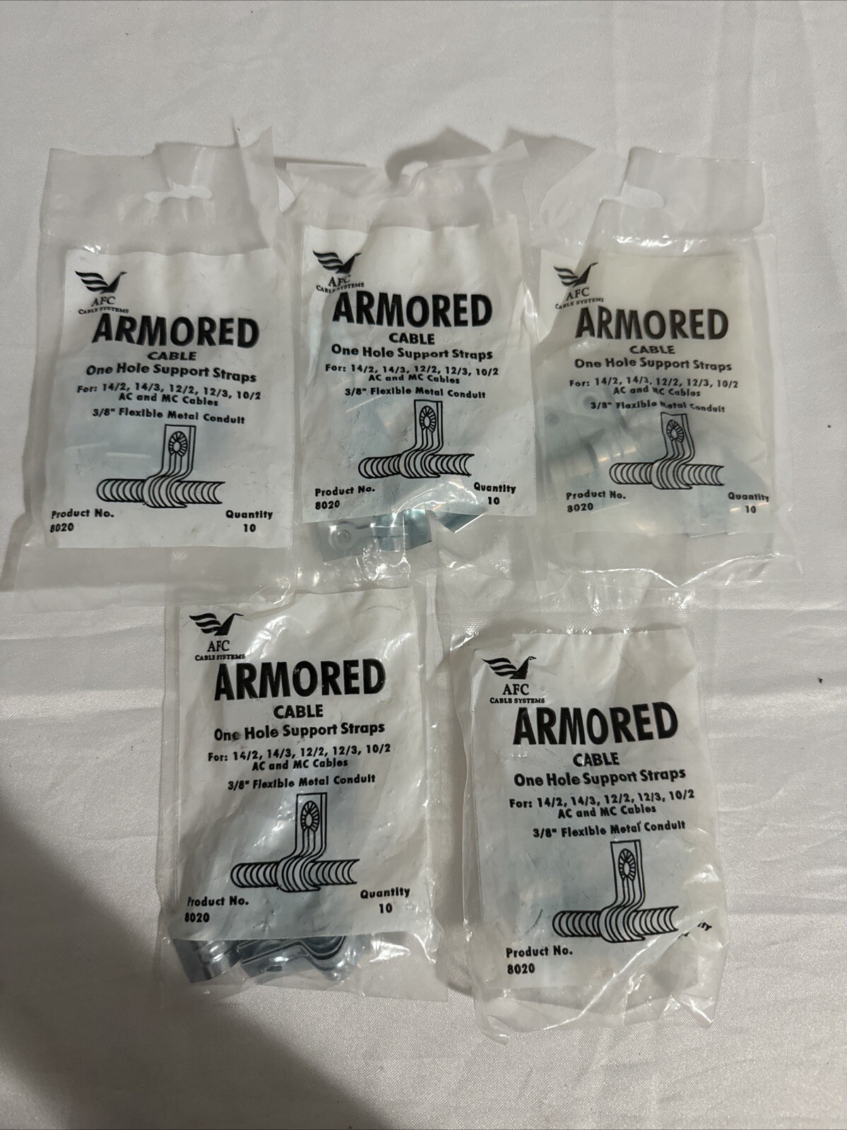 Lot 5  Pack  -  Armored Cable Support Straps 50 Pieces