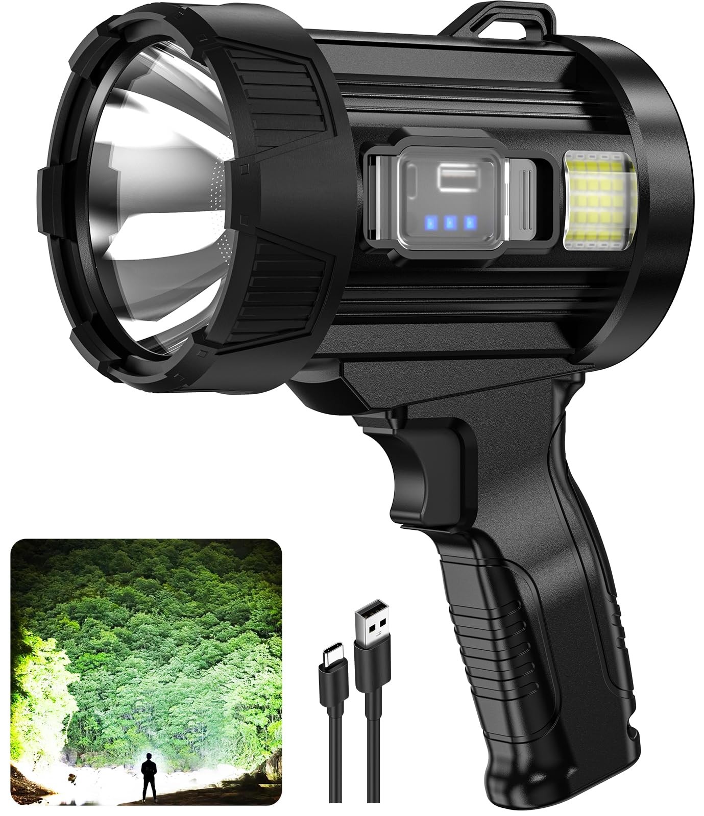 Rechargeable Spotlight, 2,000,000 Lumens Super Bright Handheld Led Flashlight...