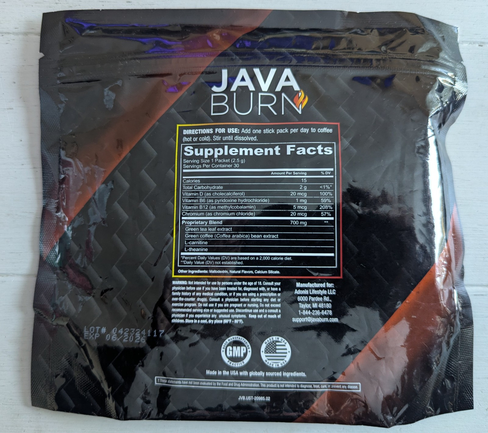 JAVA BURN Dietary Supplement Exp 2/27 Weight Loss 30 Packs Coffee Additive New