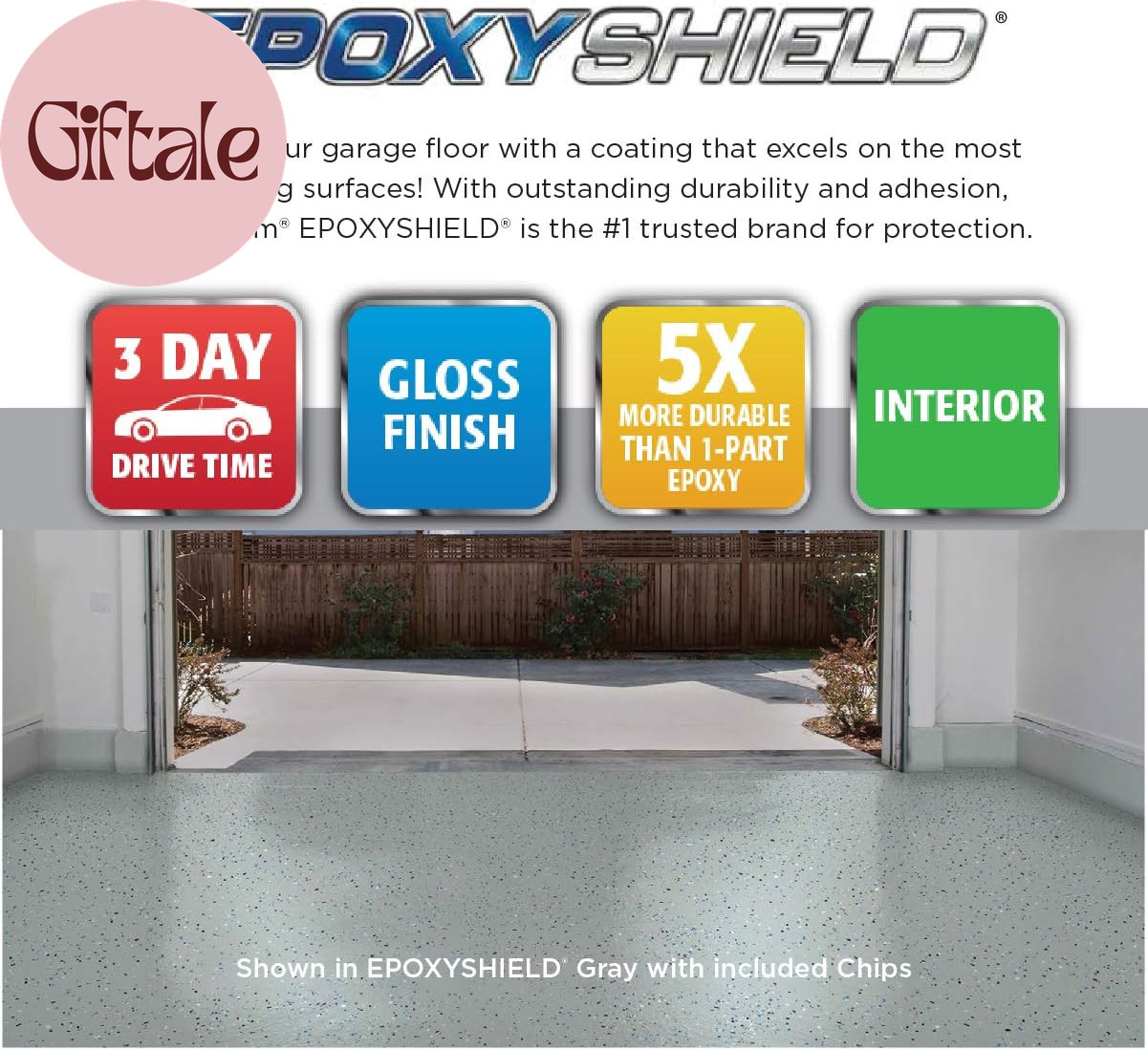 261846 EPOXYSHIELD Garage Floor Coating Kit, 2.5 Car, Gloss Tan