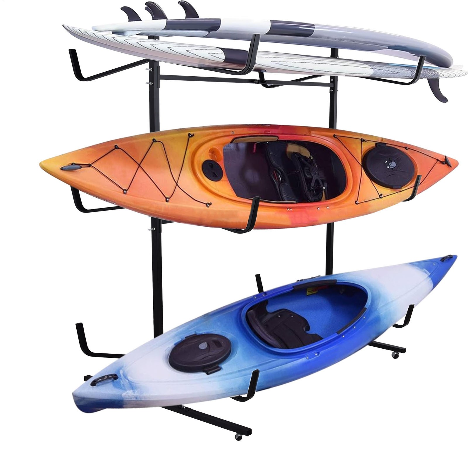 Kayak Storage Rack: Heavy Duty Steel Adjustable Freestanding Stand for Canoes