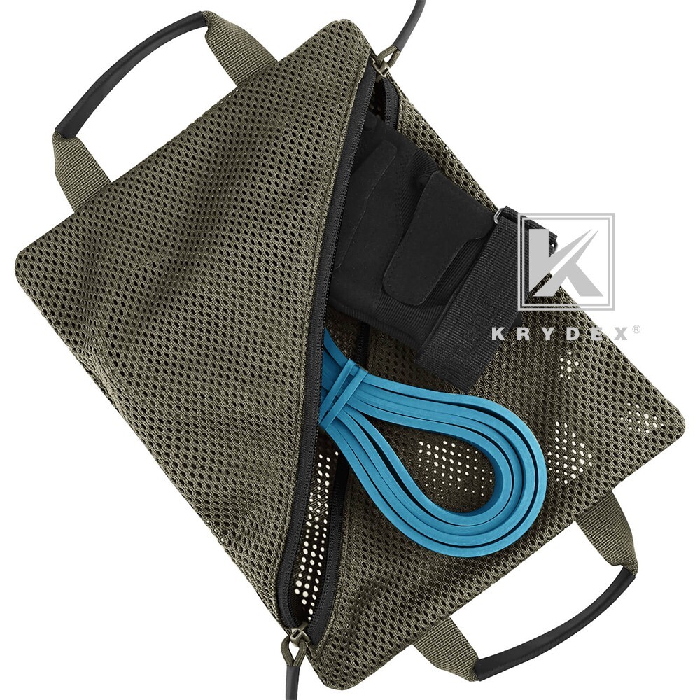 KRYDEX 2pcs Tactical Mesh Pouch Set Modular Storage Organizer Pockets Green BK