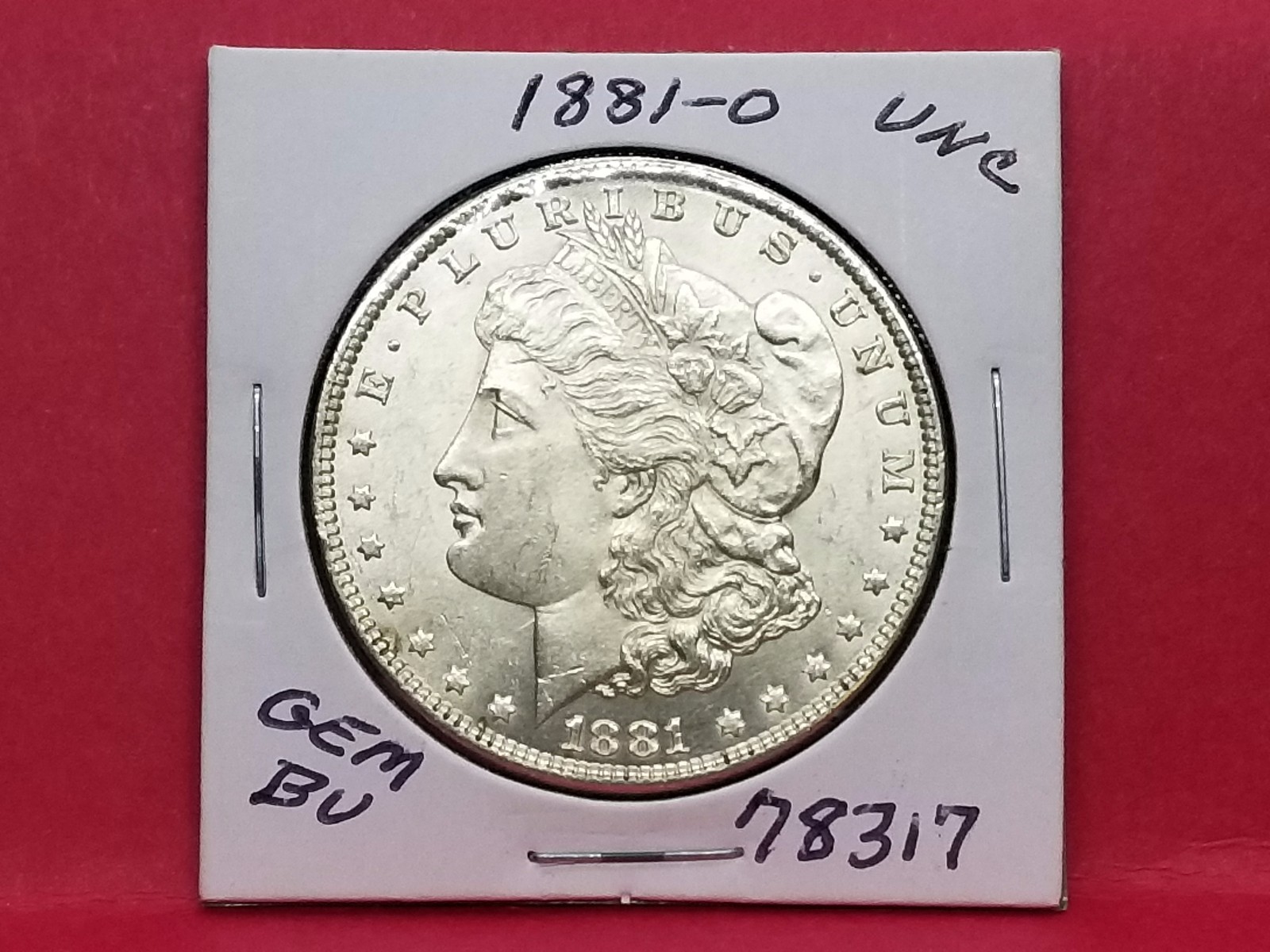 1881-O MORGAN SILVER DOLLAR GEM BU KEY DATE MILDLY TONED  #78317-136A