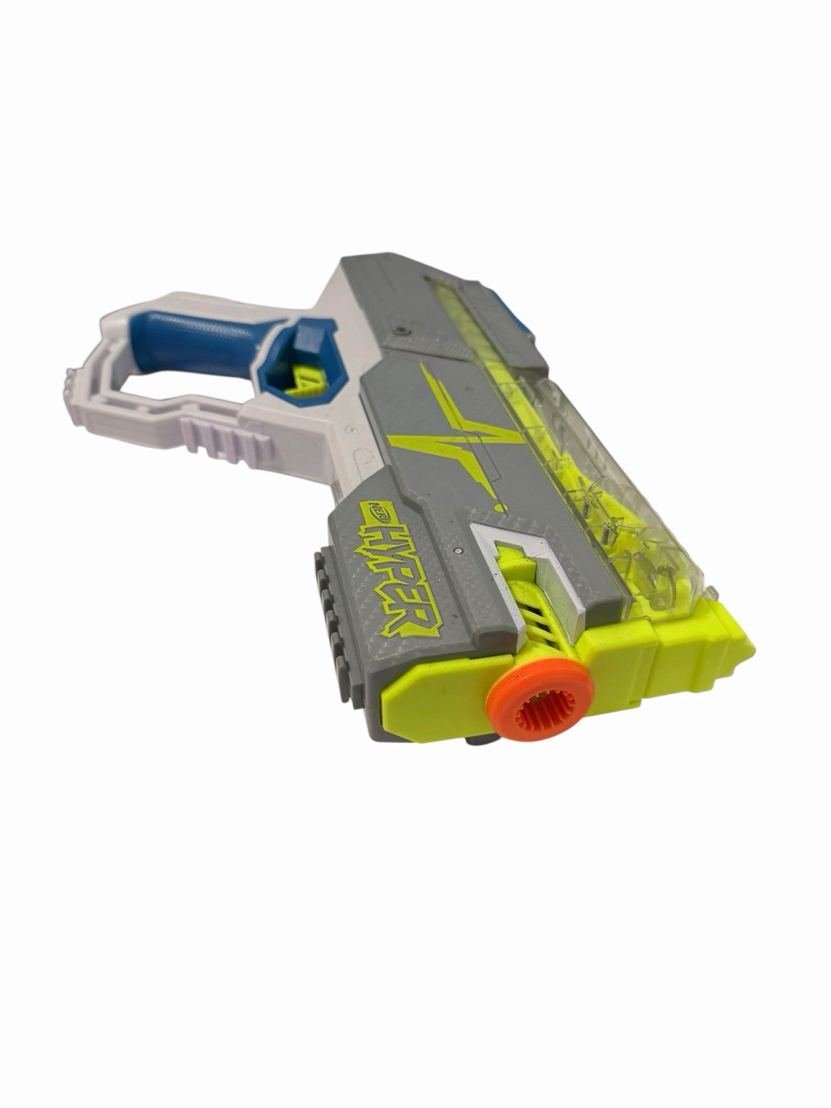 Nerf Hyper Rush 40 Pump Action Blaster White Gray Blue Excellent Used Condition