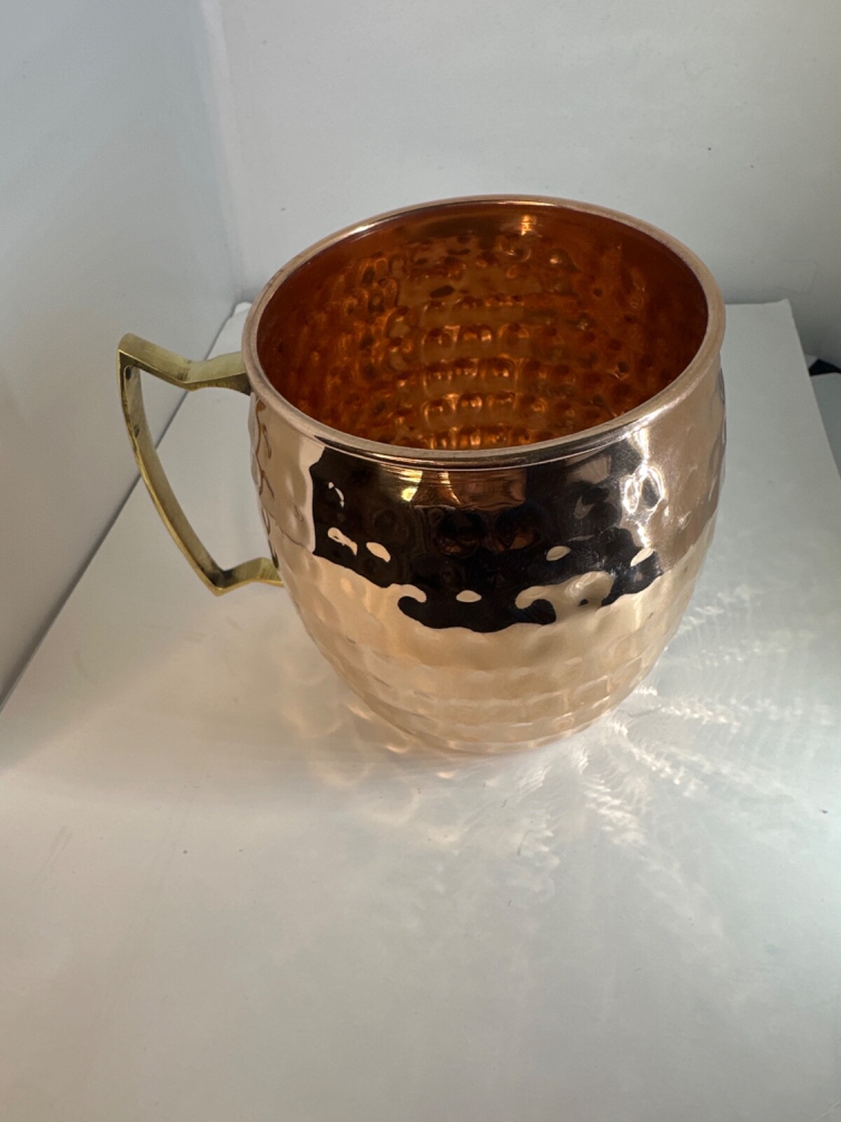 Pure Copper Mug ,Hammered Mug Holds 460 ml With Brass Handle