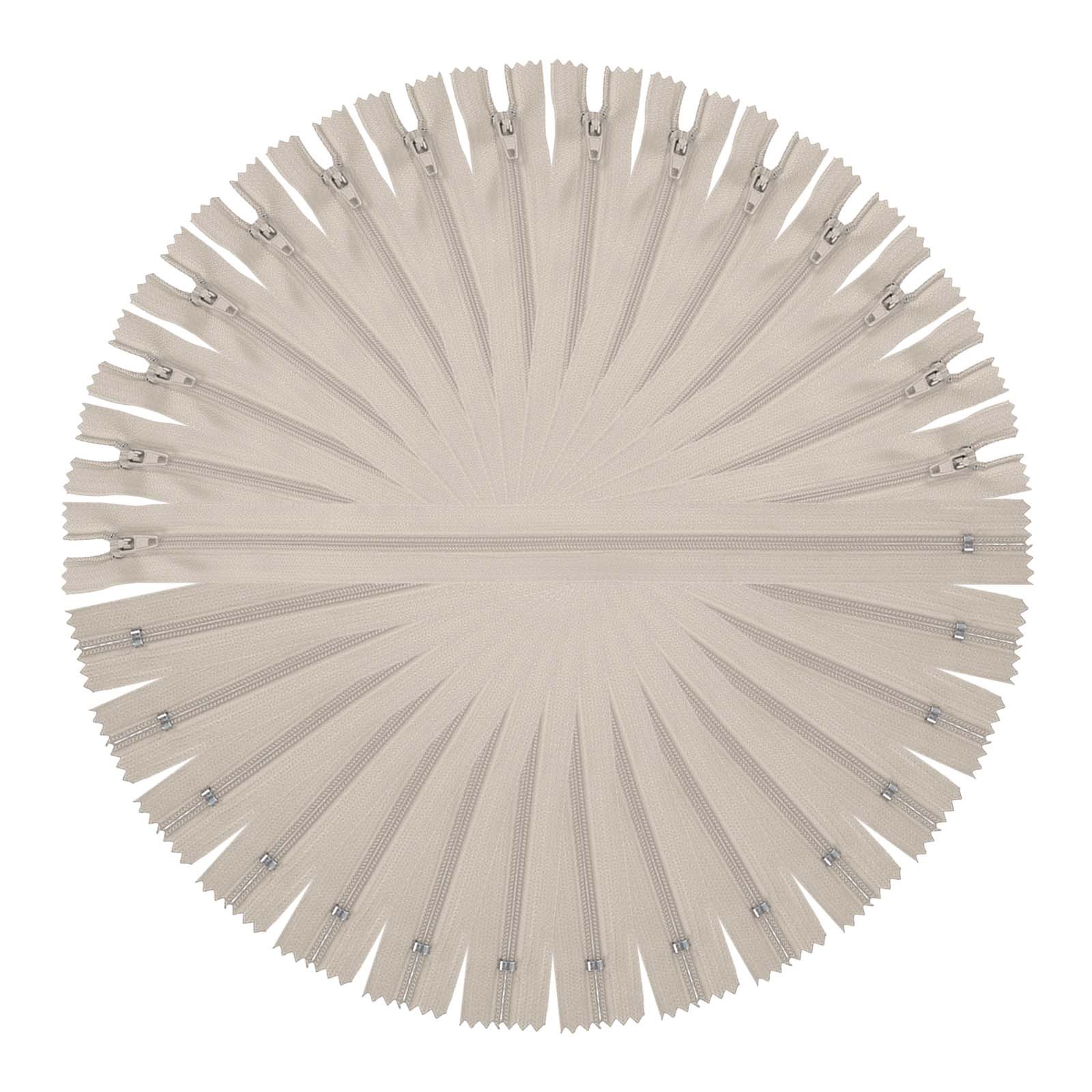13 Inch Nylon Coil Zippers, #3 Beige Sewing Zippers,Pack of 15