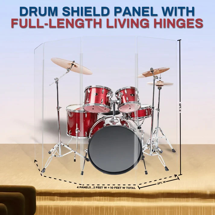 Drum Shield 2ft. x 6 ft. Panels,Clear Acrylic Drum Shield for Drum Cage,Drum Kit