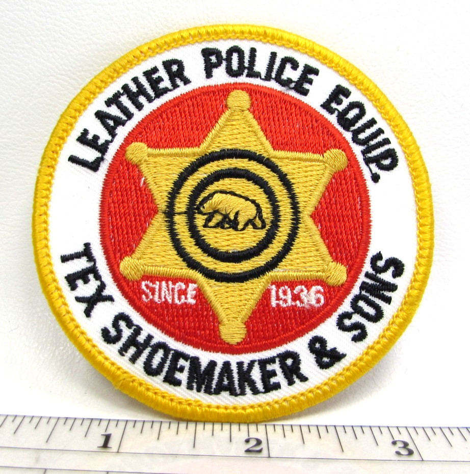 Vintage Tex Shoemaker & Sons Leather Police Equipment Patch San Dimas California