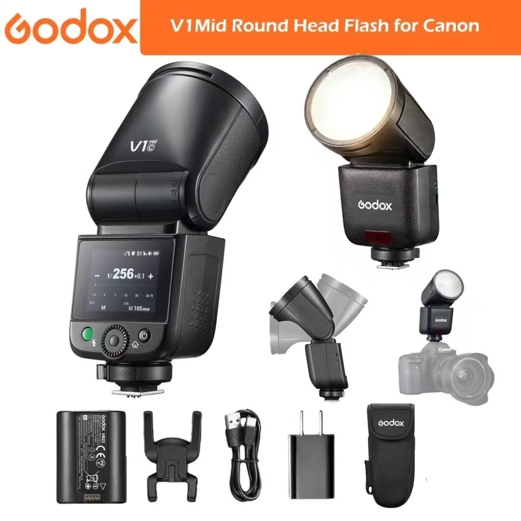 Godox V1 mid C V1midC TTL Flash Touchscreen Round Head mini Flash for Canon
