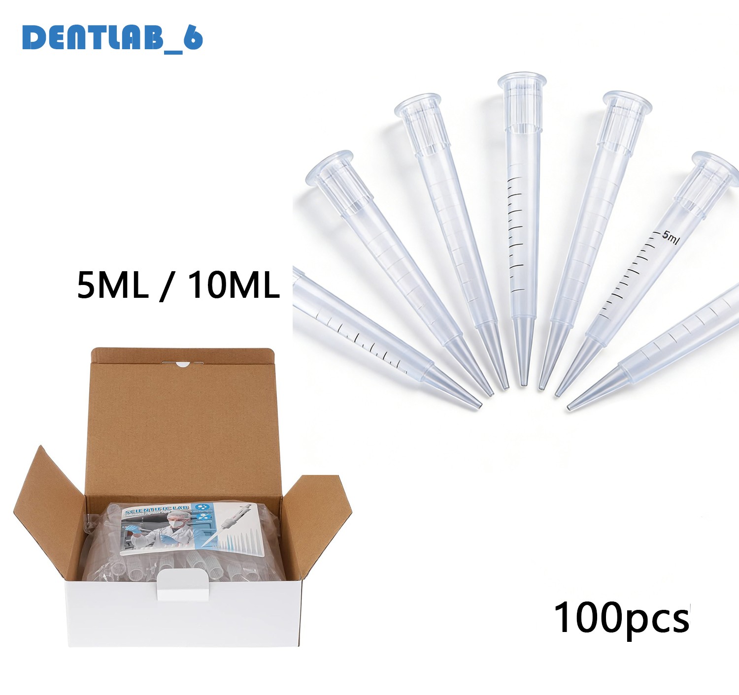 100x Disposable Pipette Tips 5/10ml Universal Lab Micropipette Tips Autoclavable