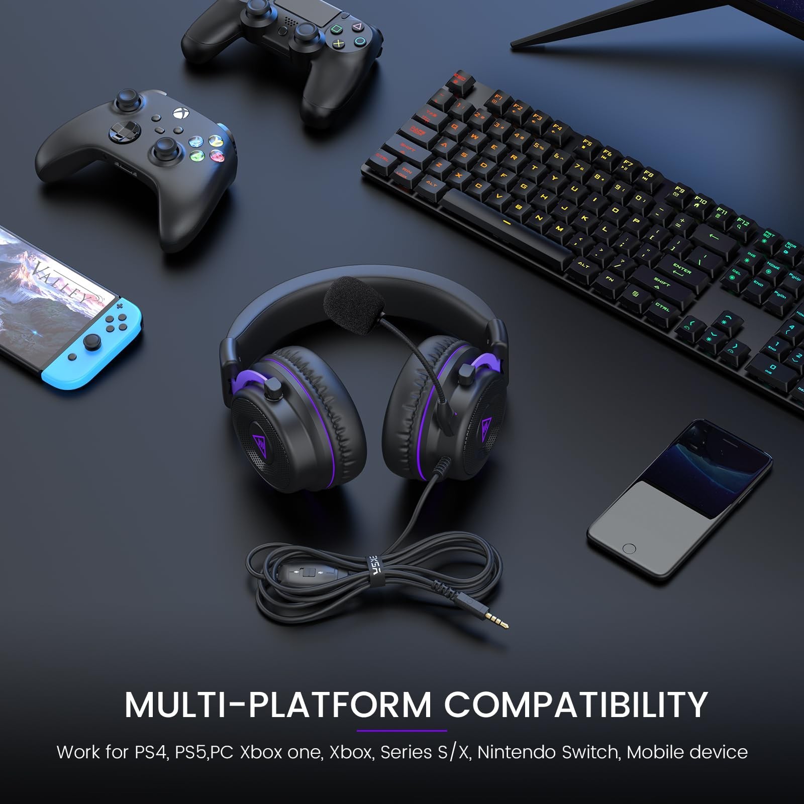 EKSA E900 Headset with Microphone for PC, PS4,PS5, Xbox - Detachable Noise Ca...