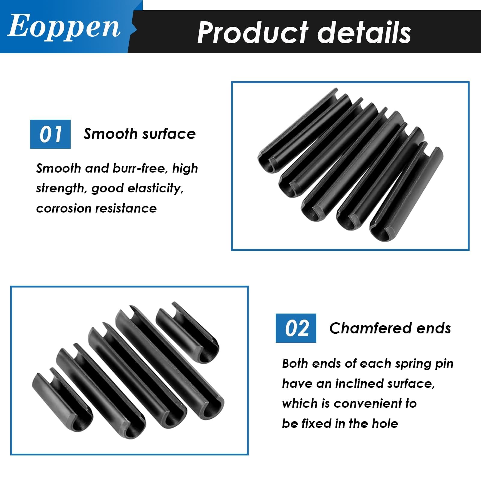 Eoppen 230Pcs SAE Roll Pin Assortment Set - Slotted Pins