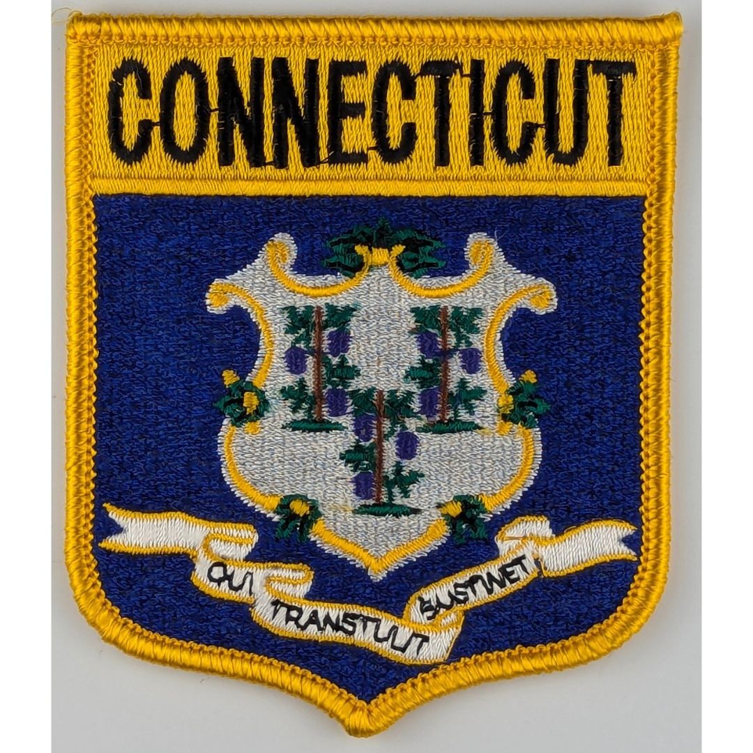Connecticut State Flag Shield Patch - Sew-On - Gold Border