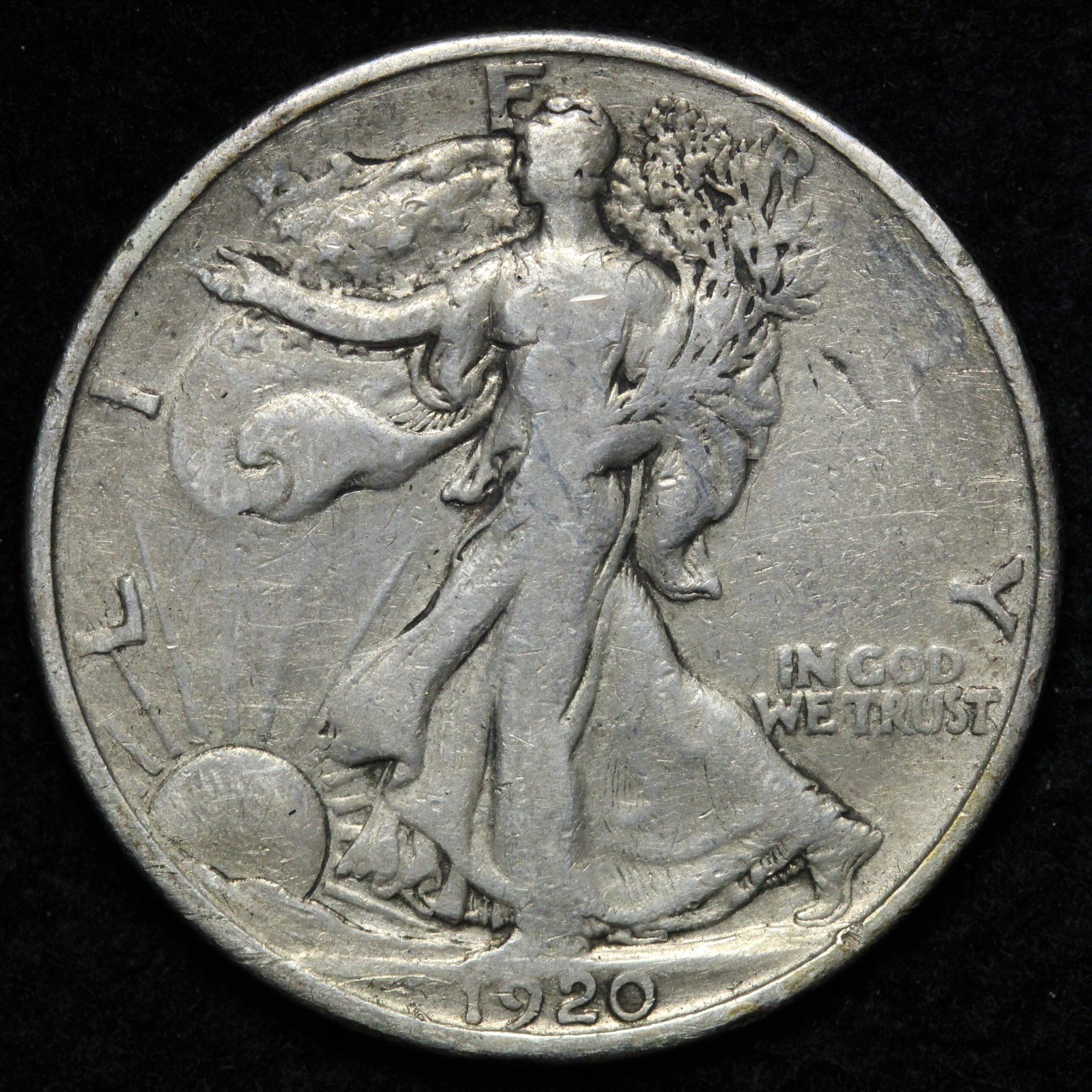 1920-S Walking Liberty Silver Half Dollar VF E387 RGKEH