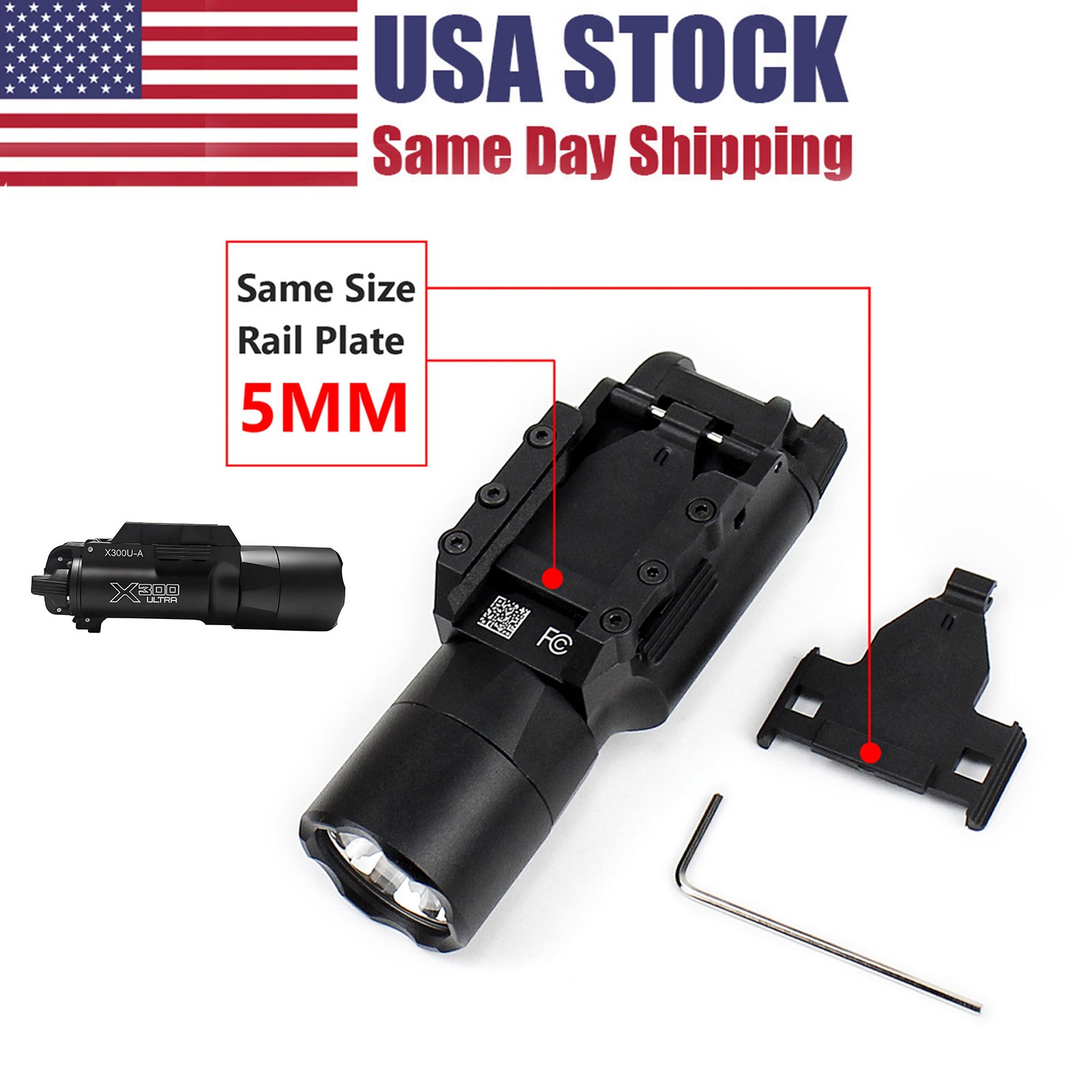 X300U 500LM LED Weapon Flashlight 20mm Picatinny Rail for Rifle Pistol Light US
