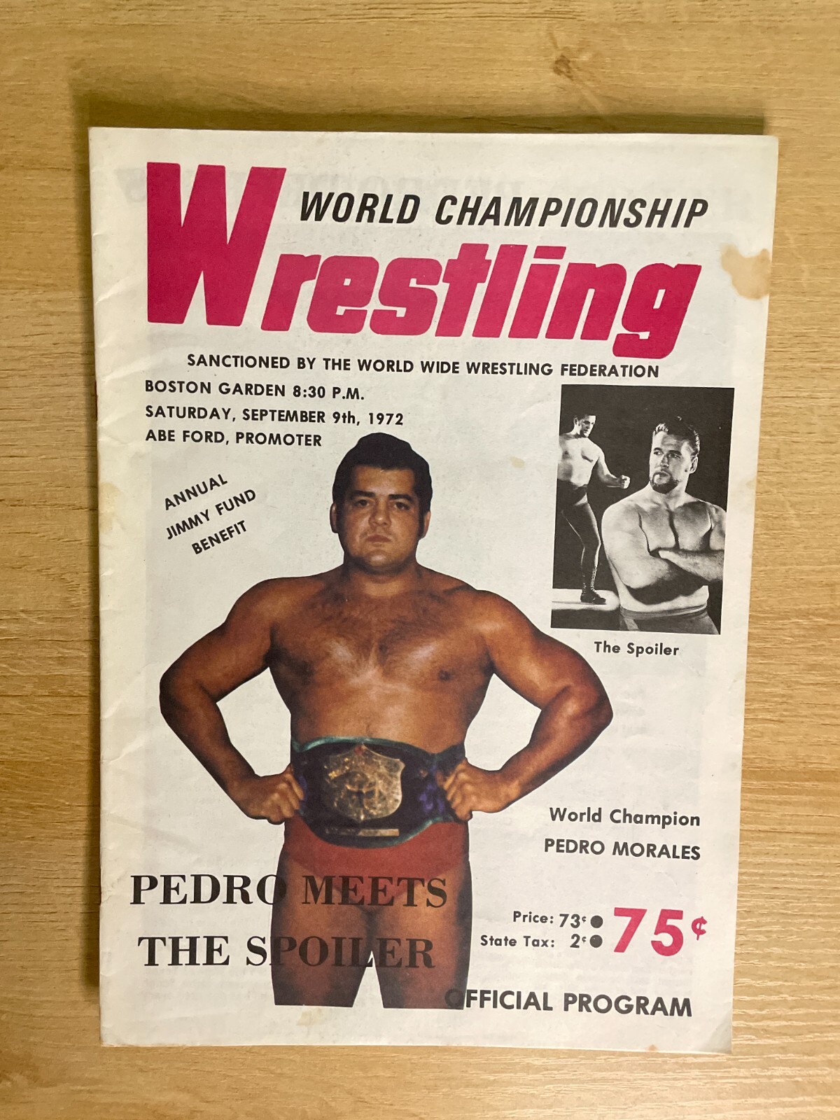 Vintage World Championship Wrestling September 9, 1972 Morales Program B1417