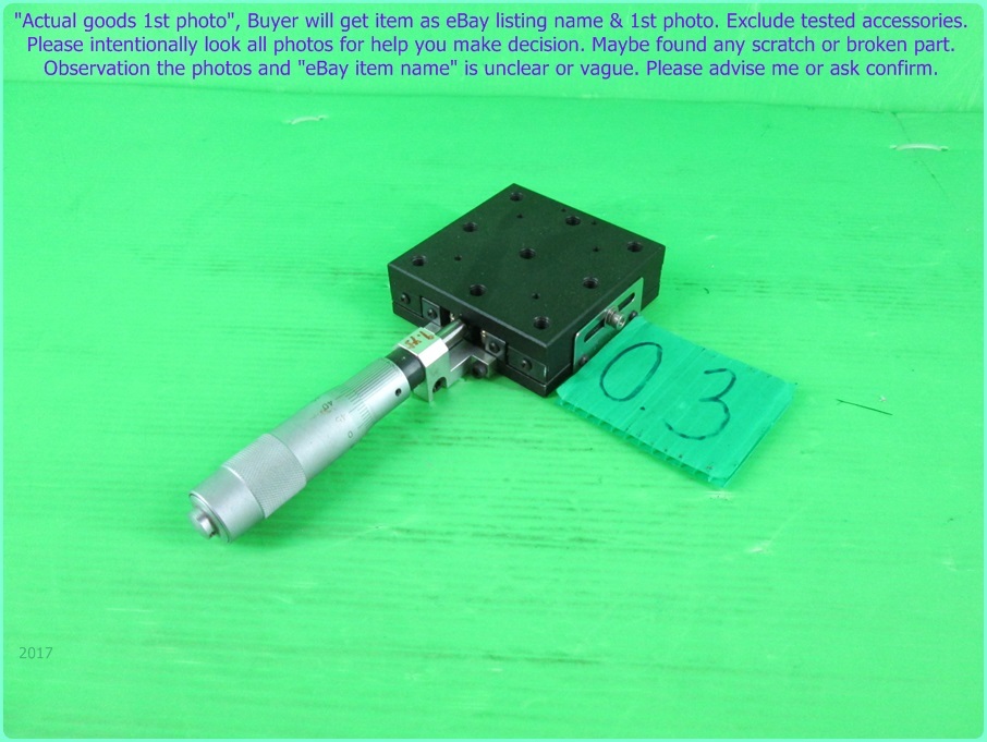 Linear stage 65x65x21 mm.,  Alu' stage & Micrometer stroke 25mm. as photo sn:xx.