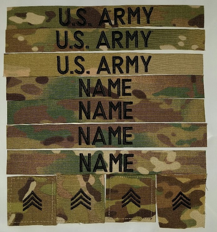 7 color ocp U.S. Army  Scorpion NAME TAPES AND RANKS SEW ON 16-piece Set