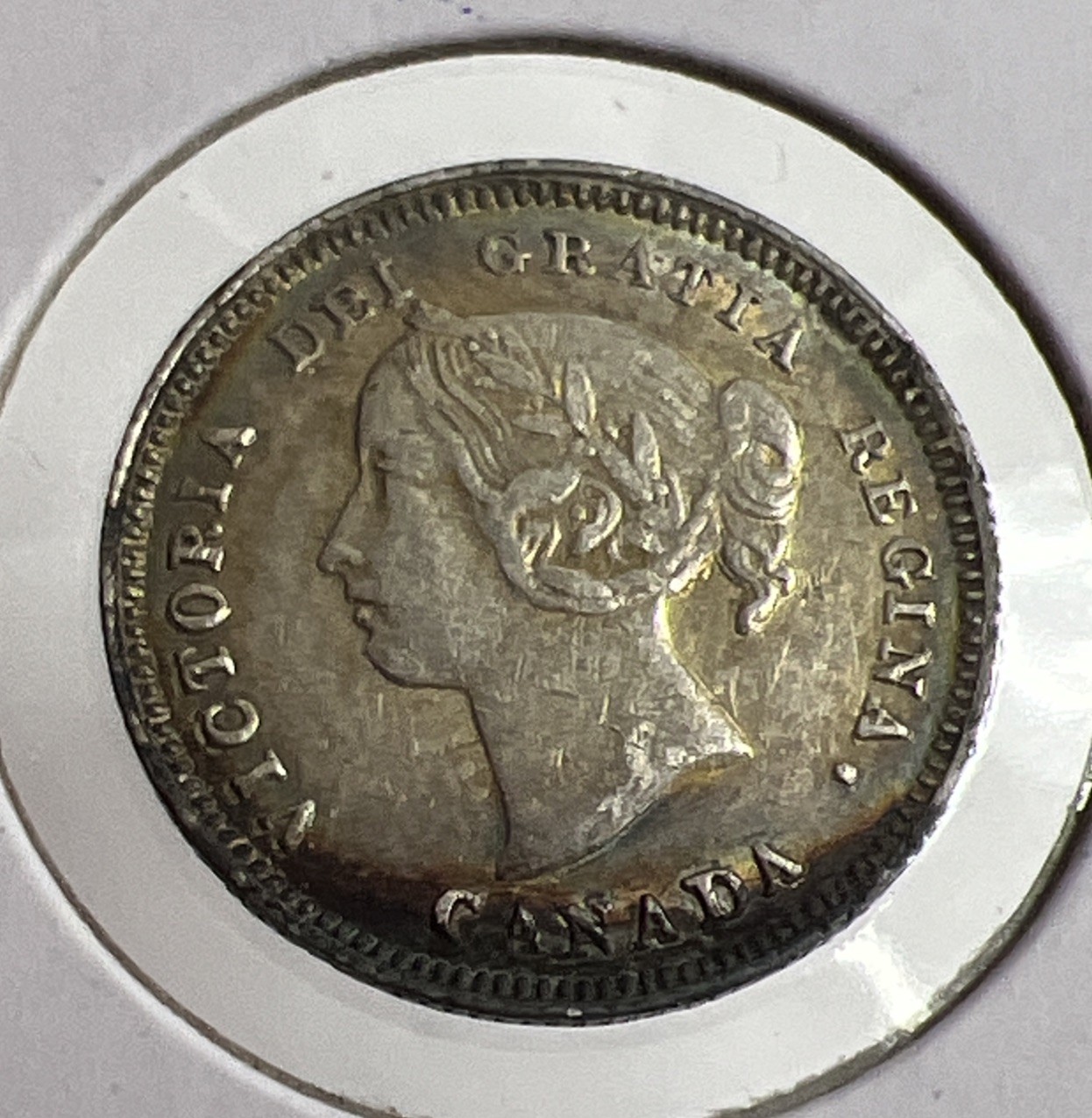 1890-H Canada 5 Cents Silver Foreign Coin