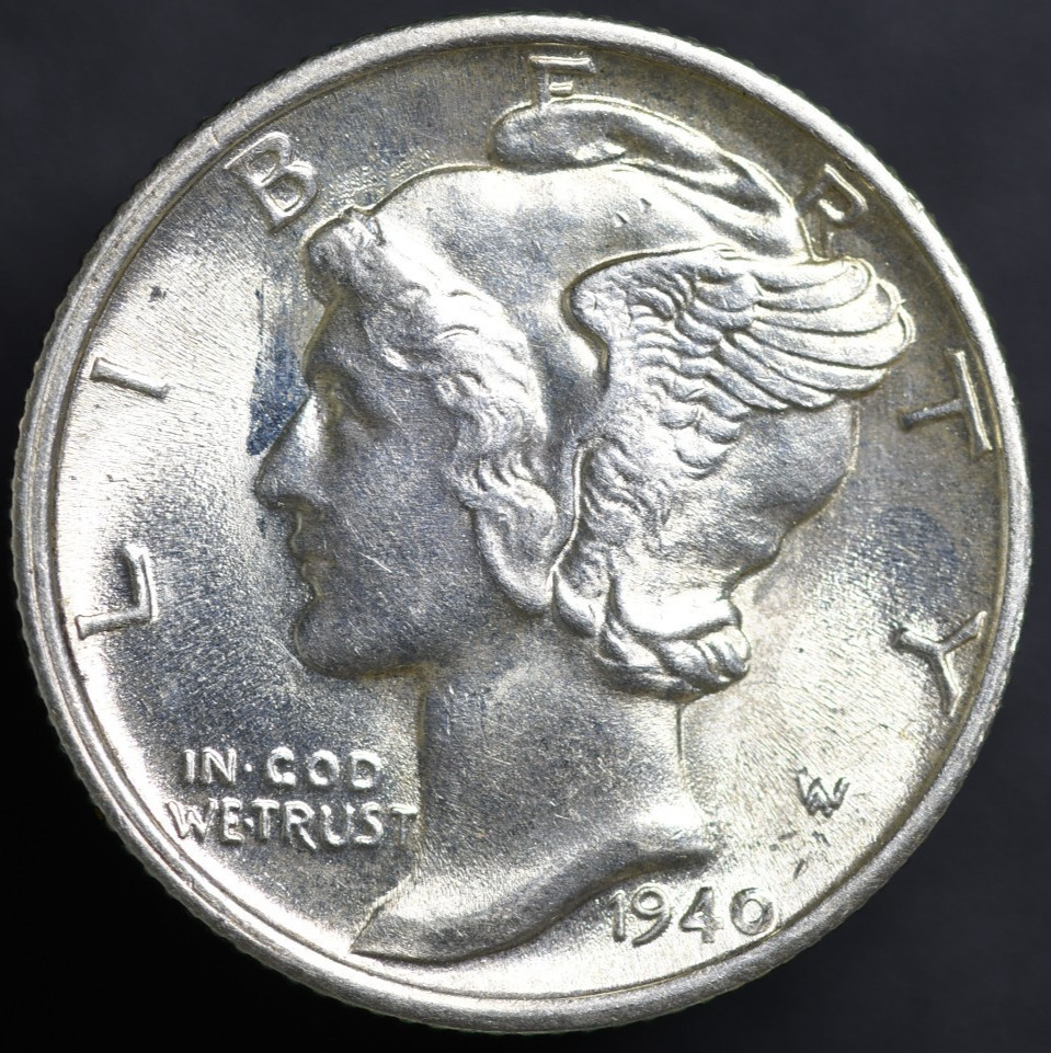 1938-P Mercury Dime UNC Mint State FSB FULL SPLIT BANDS  (#8486)
