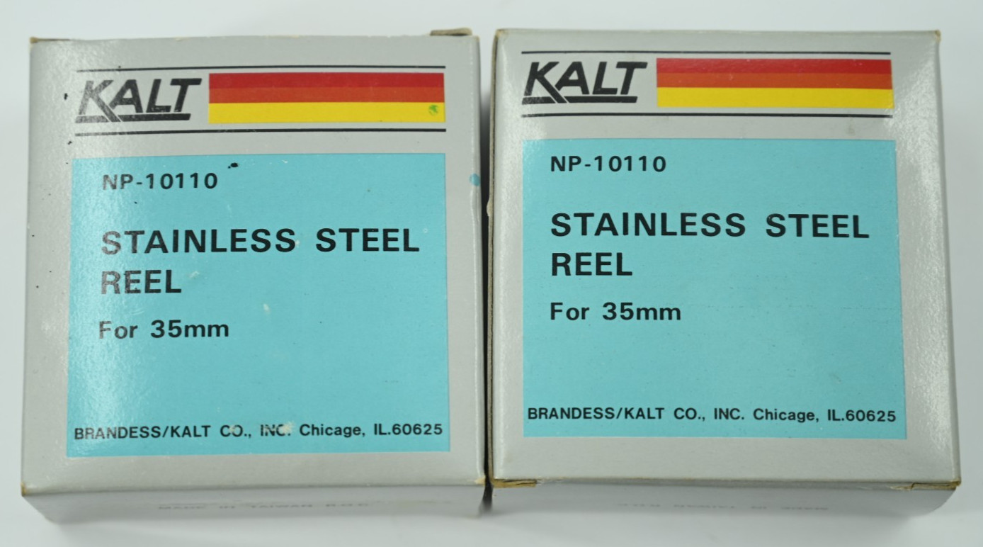 Vintage Lot of (2) KALT Stainless Steel Reel for 35mm #NP-10110 NEW in Box