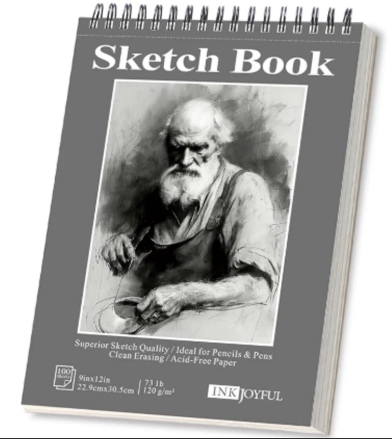 Sketch Book by InkJoy  - 9"x12" Spiral Bound Drawing Pad, 1 Pack of 100 Sheets
