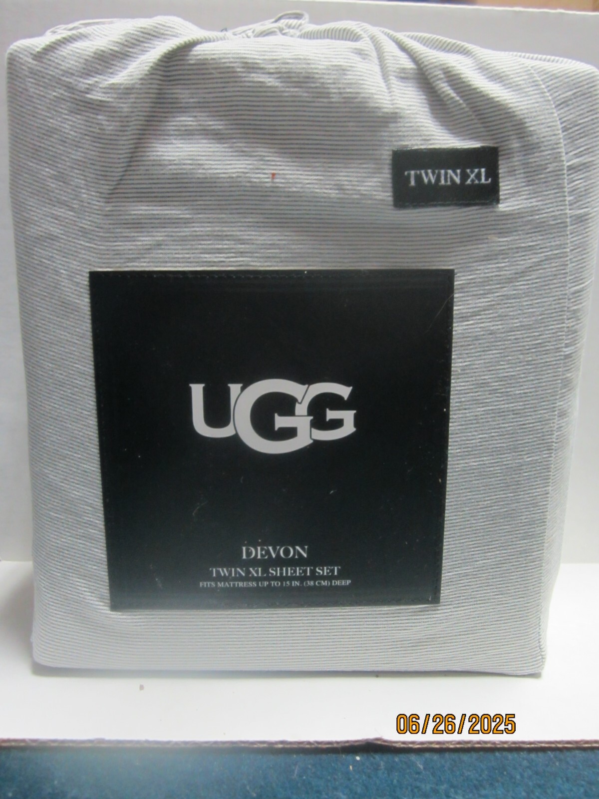 Ugg Devon Twin XL Sheet Set Navy Stripe