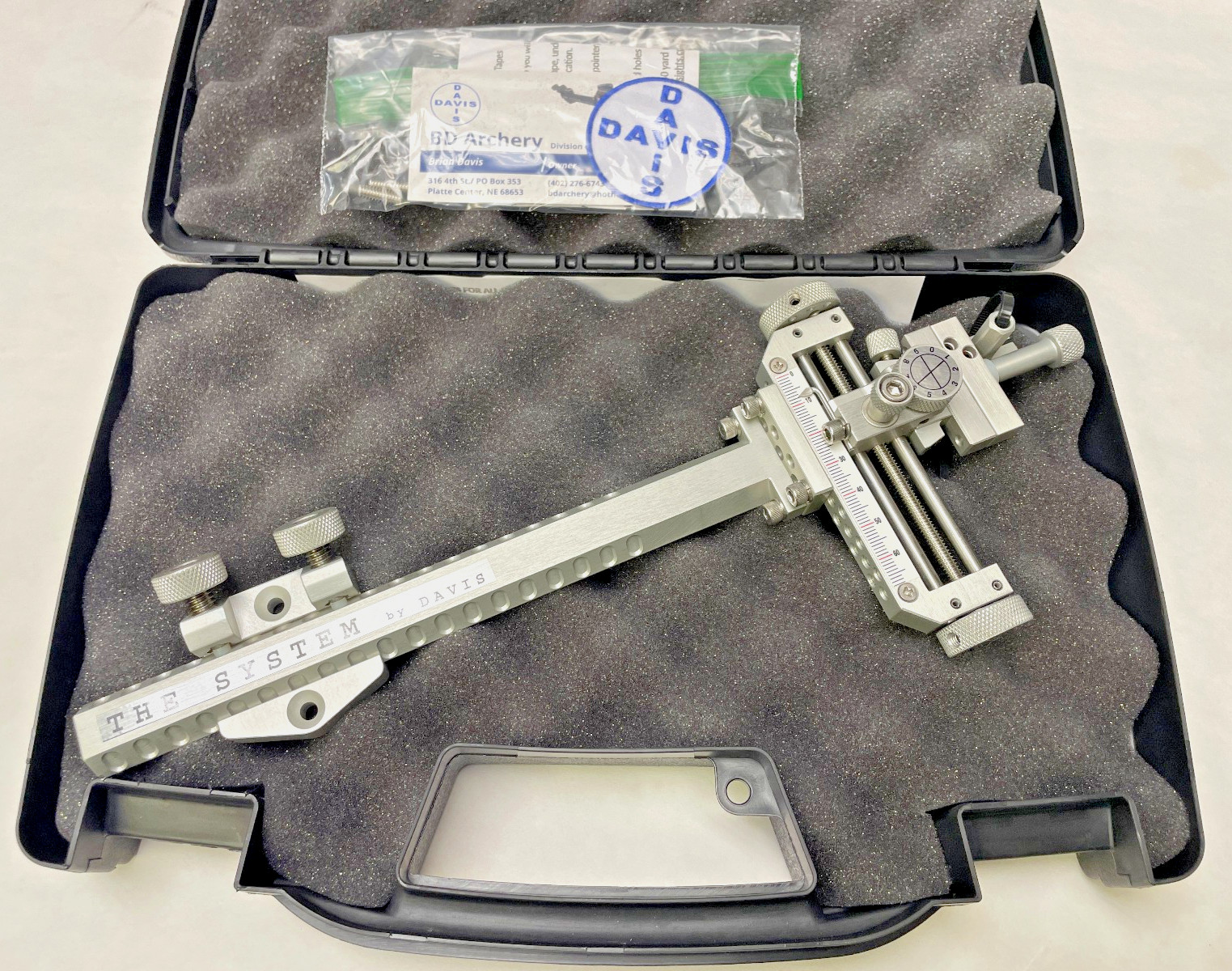 4" DAVIS TARGET SIGHT- Double knob mount-8.5" Ext -Silver/Silver knobs-(15% OFF)