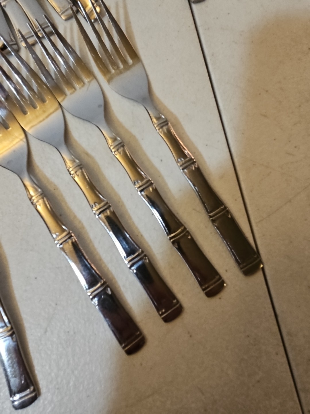 Vintage MCM Northland Stainless Flatware Korea Faux Bamboo Pattern 65 Piece Lot