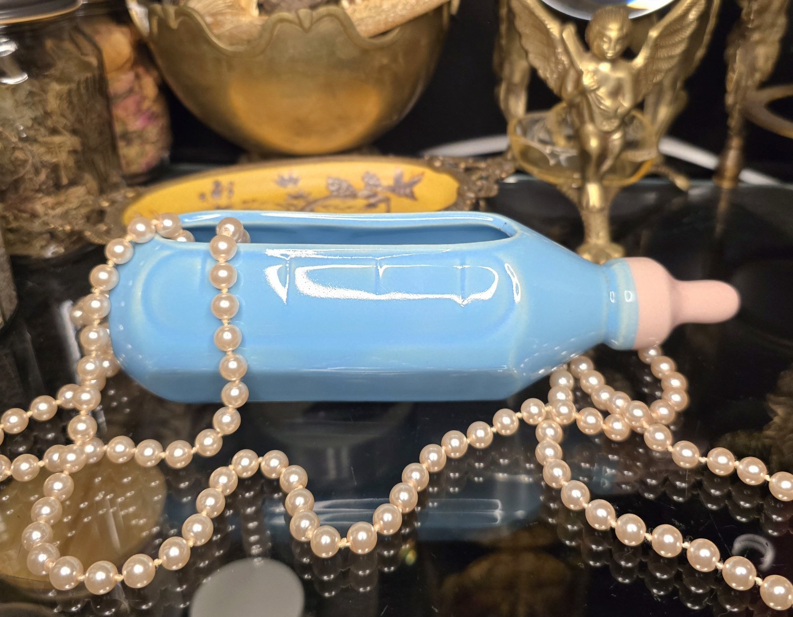 Mid-Century Ceramic Baby Bottle Planter