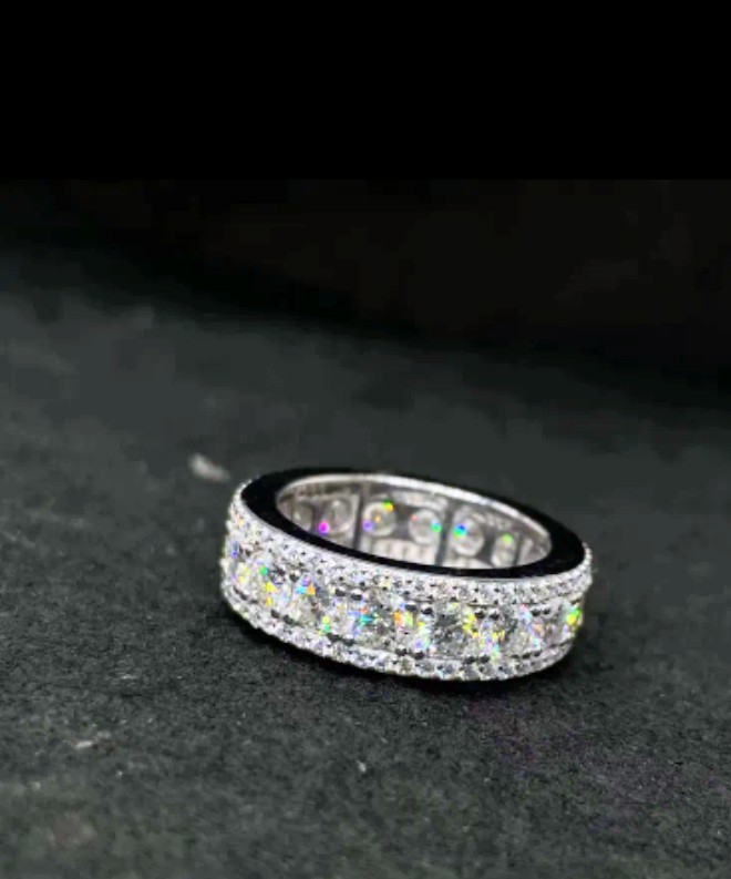5.1Carats Full Moissanite Ring for Women Men, 925 Sterling 925 Silver Size 9