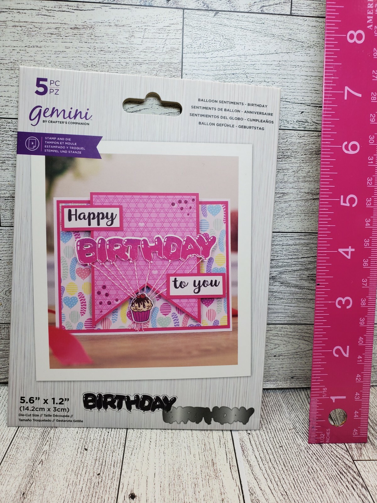 CSD3 Crafters Companion Balloon Sentiments Birthday Stamp And Die Set New