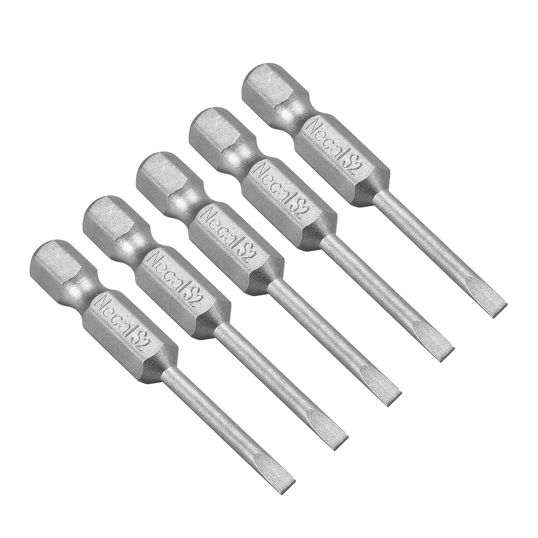 5pcs 1/4" Hex Shank 50mm Length Magnetic SL2.5 Slot Head Screwdriver Bits
