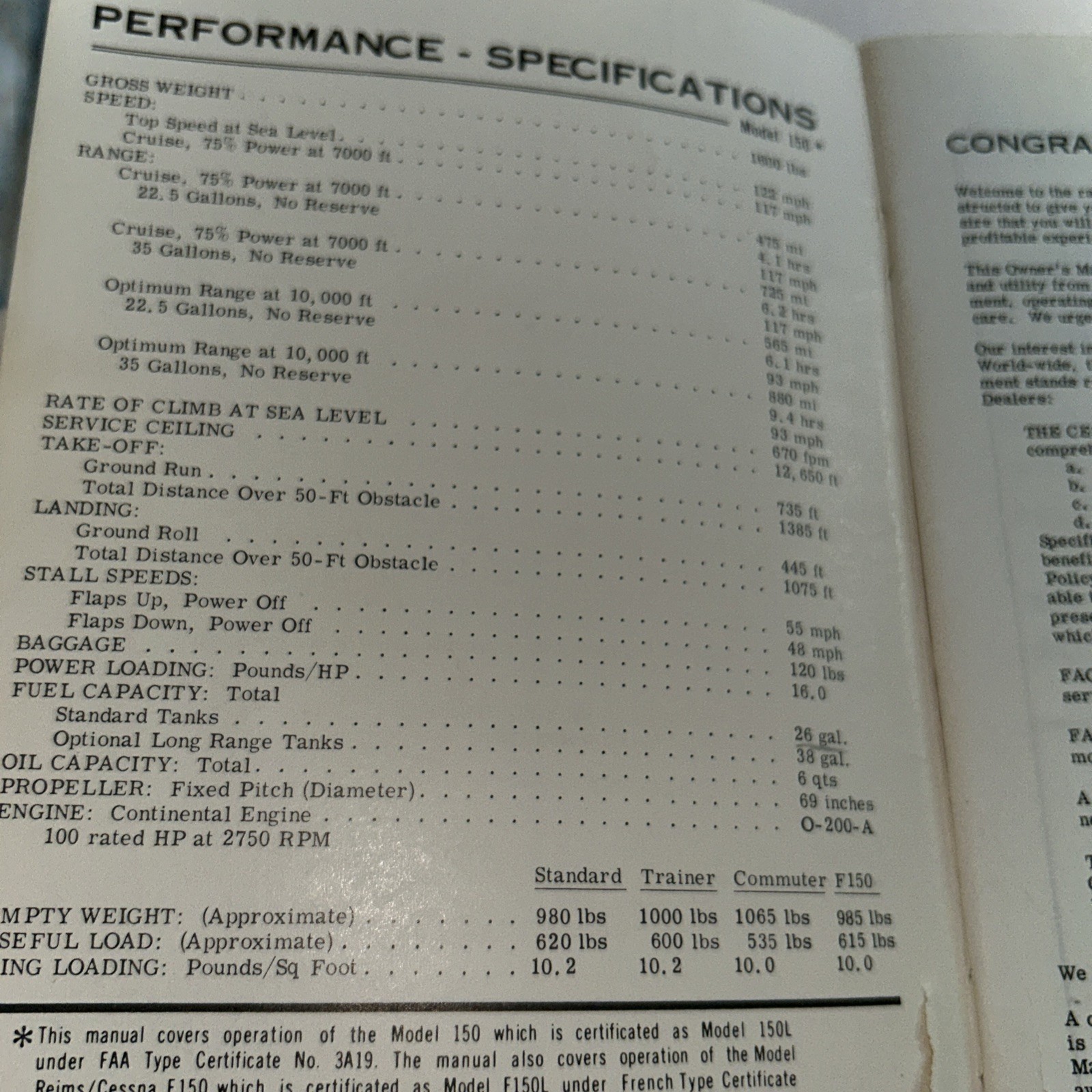 1972 Cessna 150 Owner's Manual