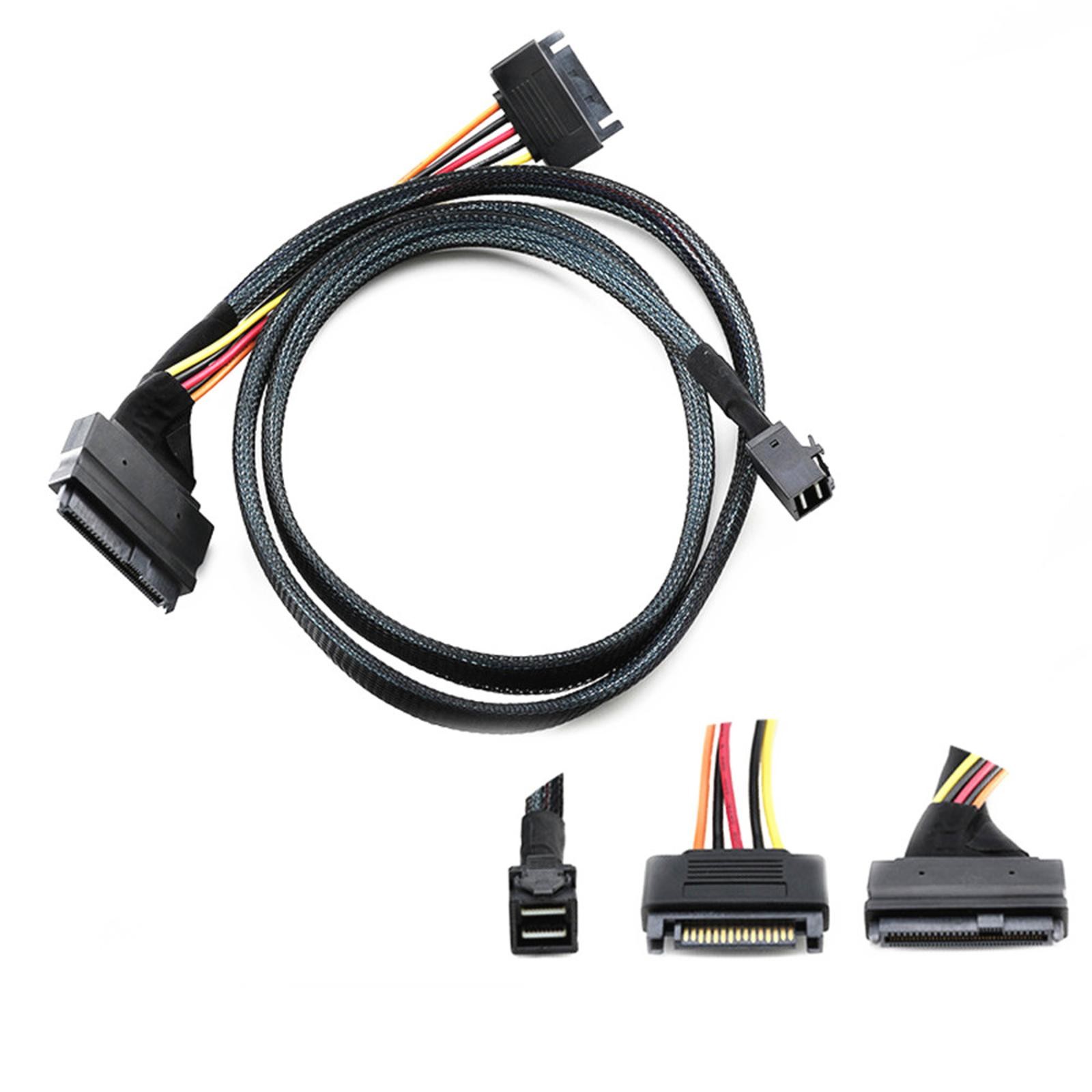 50cm 12GB/s Mini SAS Cable SFF 8643 to SFF 8639 NVMe SSD W/ 15 Pin SATA Power