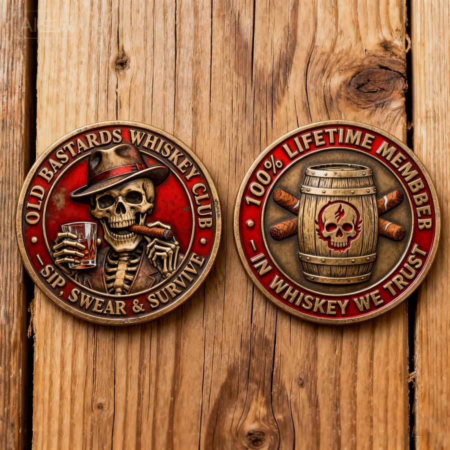 Whiskey Club Old Bastards Challenge Coin Member Collectable A 1-pc