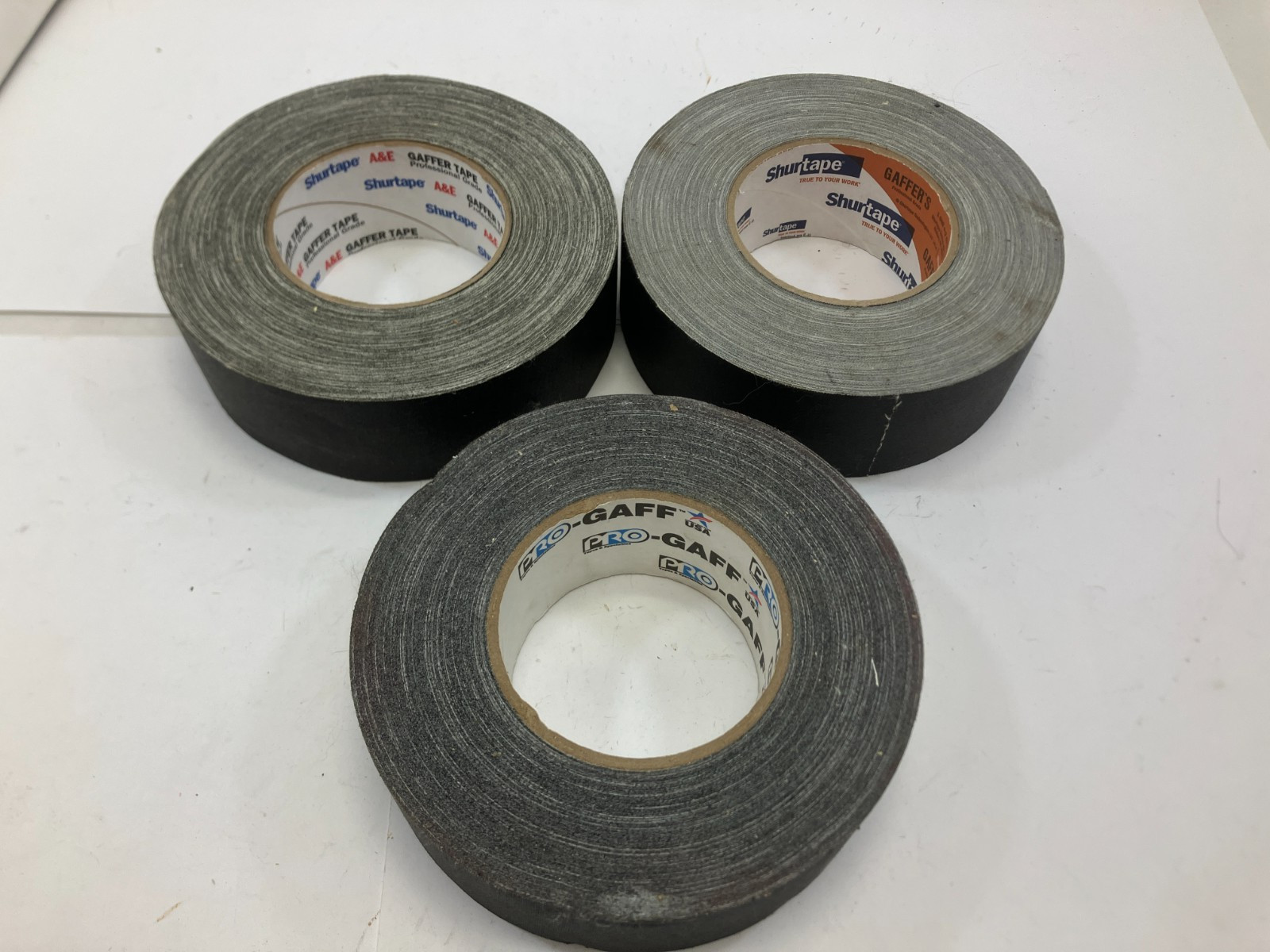 Lot Of 3  Rolls 2" Black Gaffers Tape Audio Stage Tape Gaffer
