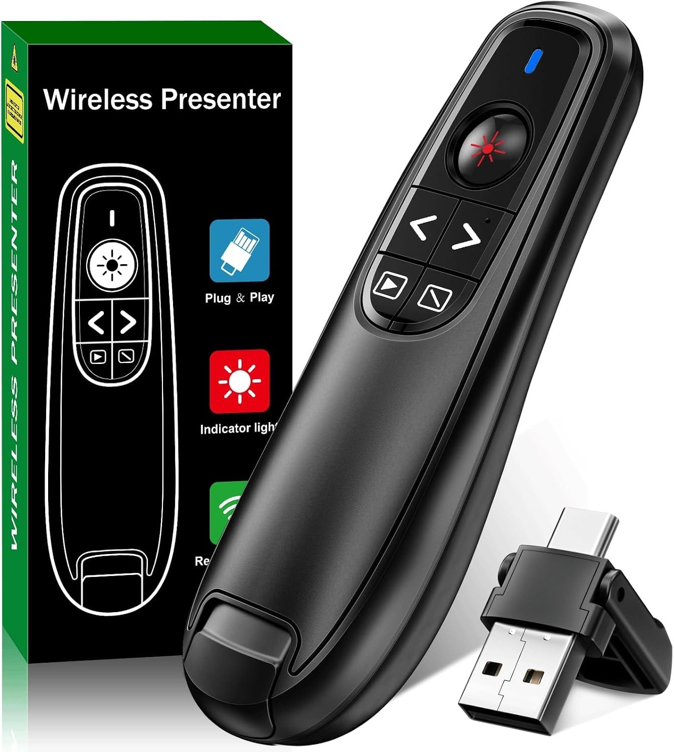 2-in-1 USB Type C Presentation Clicker, Wireless Presentation Clicker PowerPoint