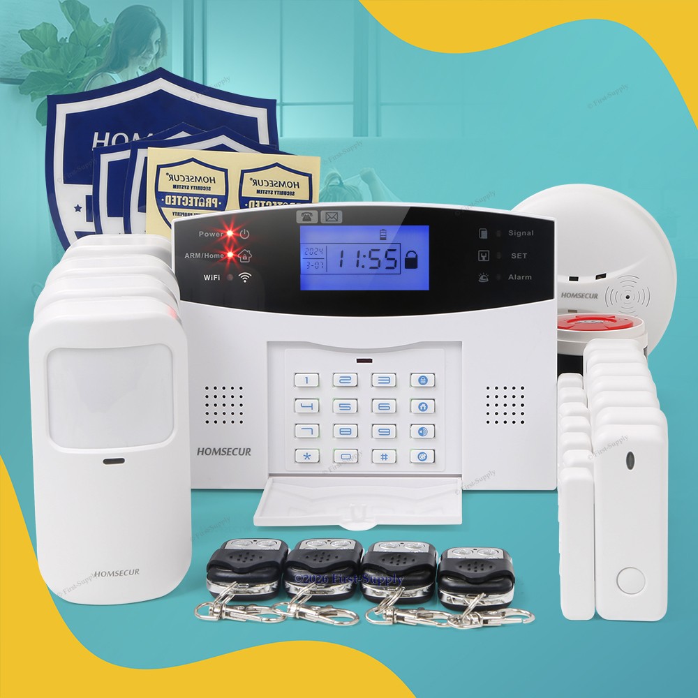 HOMSECUR Wireless &wired WIFI 4G GSM Burglar Alarm System with 4 Pet-Immune PIR
