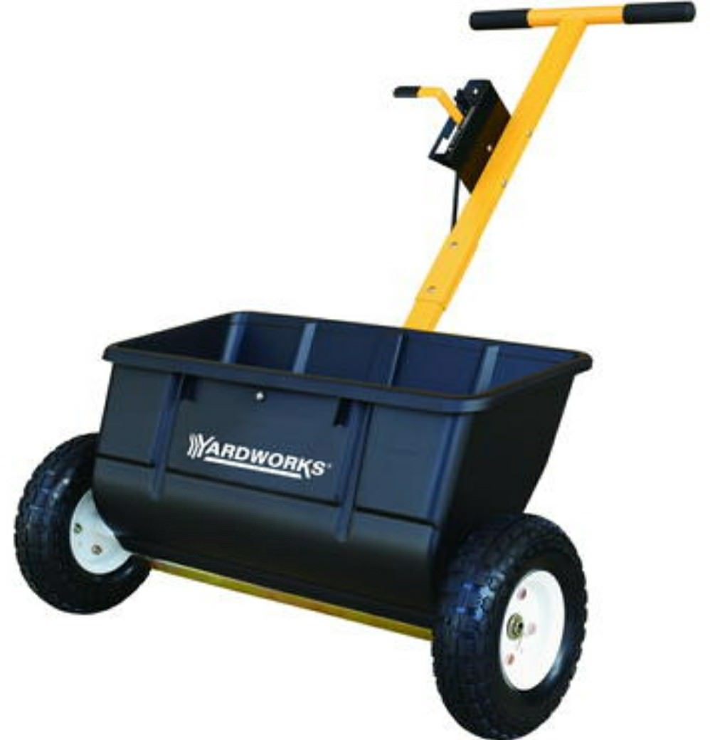 75lb Large All Season Drop Spreader Ice Melt Push Hopper Fertilizer Grass Seed