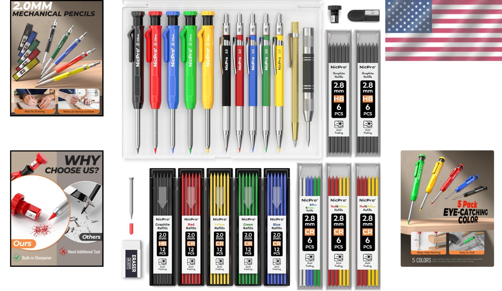 Complete Carpenter Pencils Set with Tools