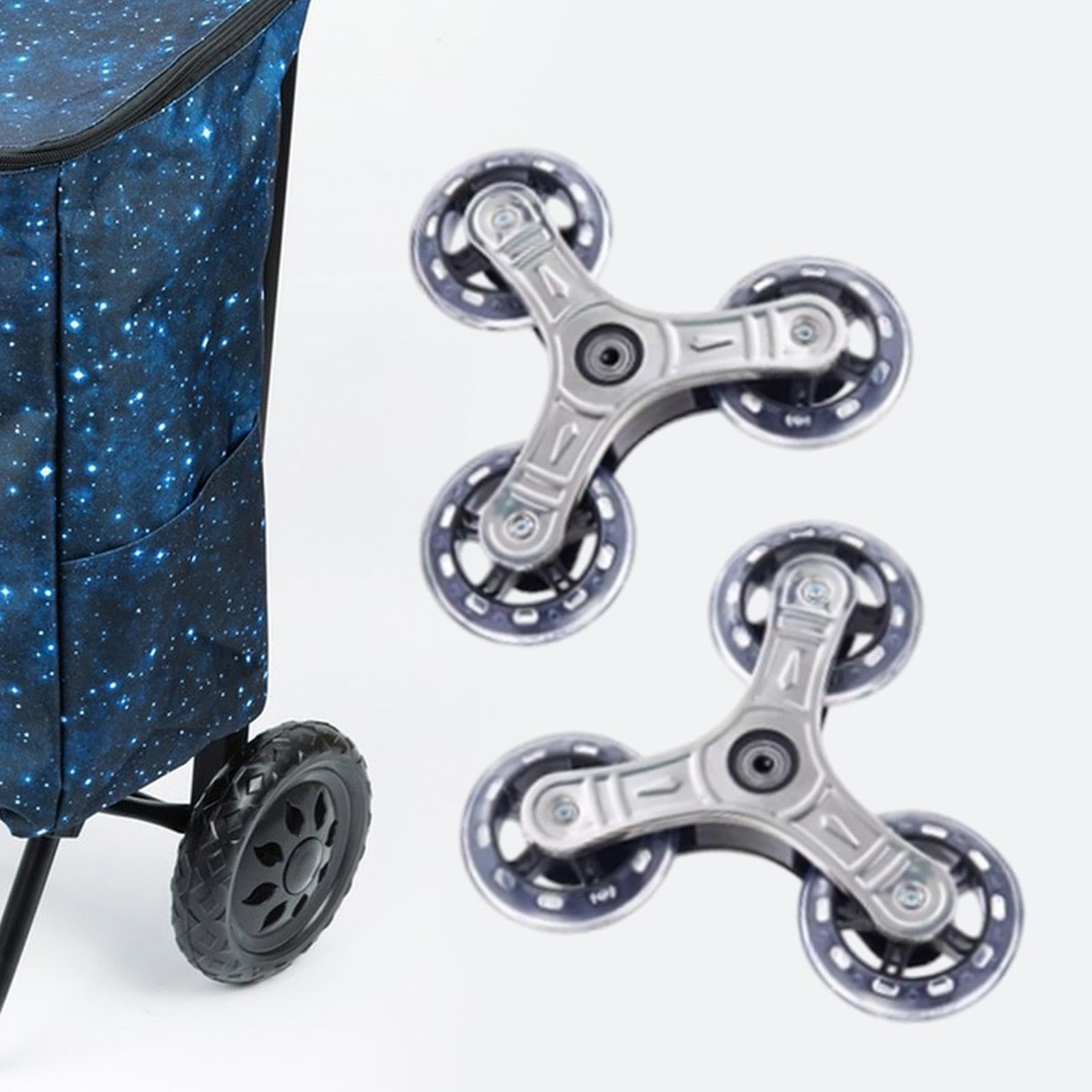 2 PCS Triangle Caster Wheels Folding Shopping Cart Stair Climbing Wheels