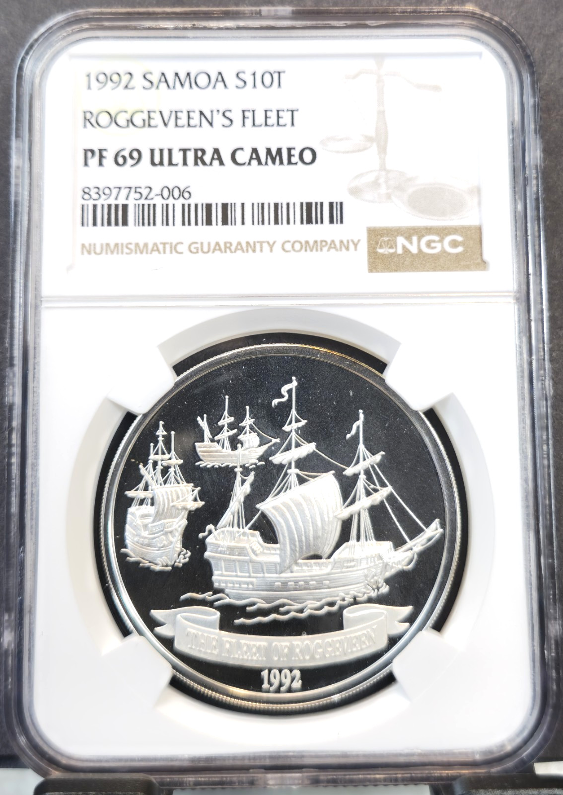 1992 SAMOA SILVER 10 TALA ROGGEVEENS FLEET NGC PF 69 ULTRA CAMEO RARE TOP POP